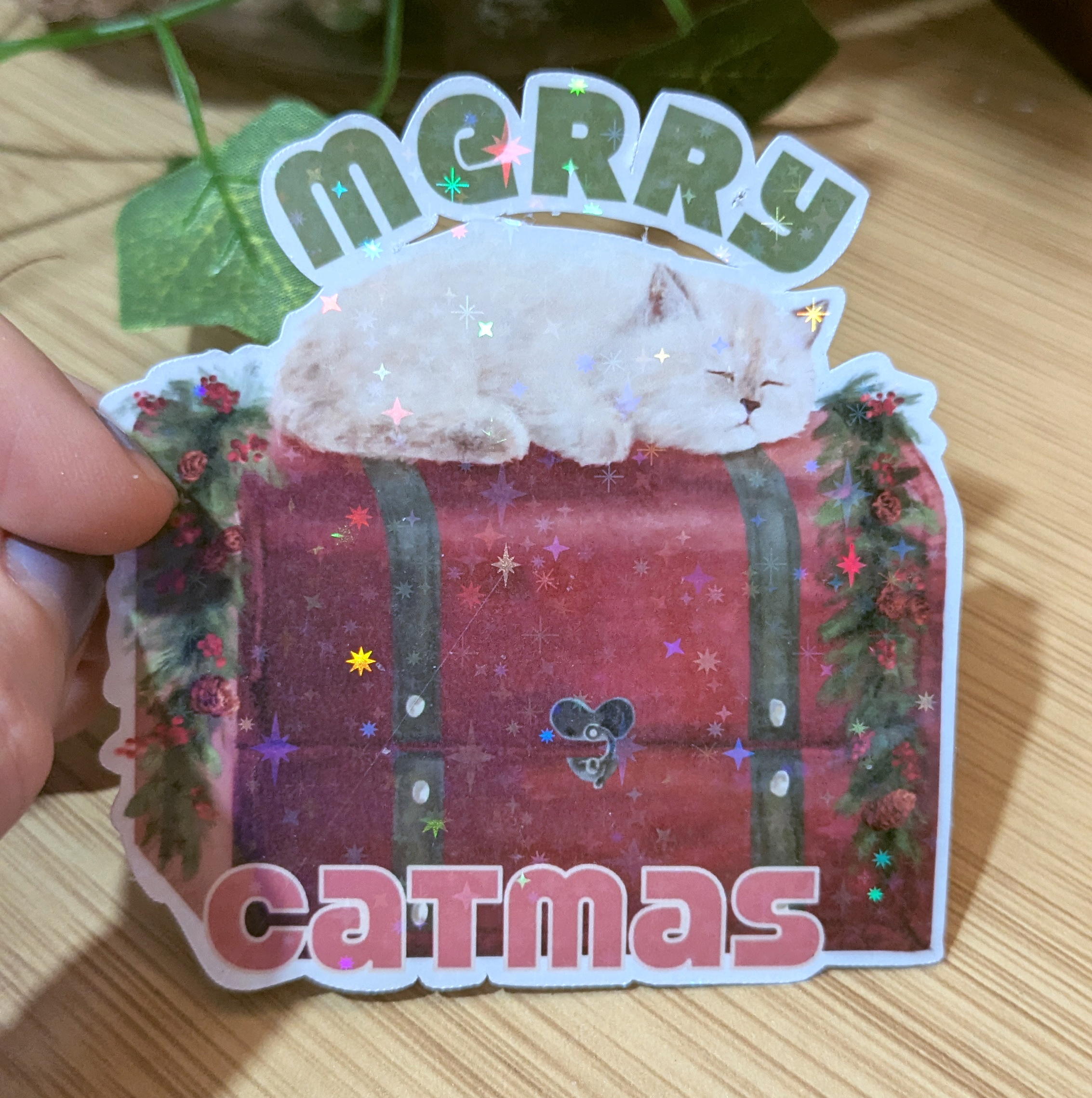 Sticker Merry Catmas (version coffre)